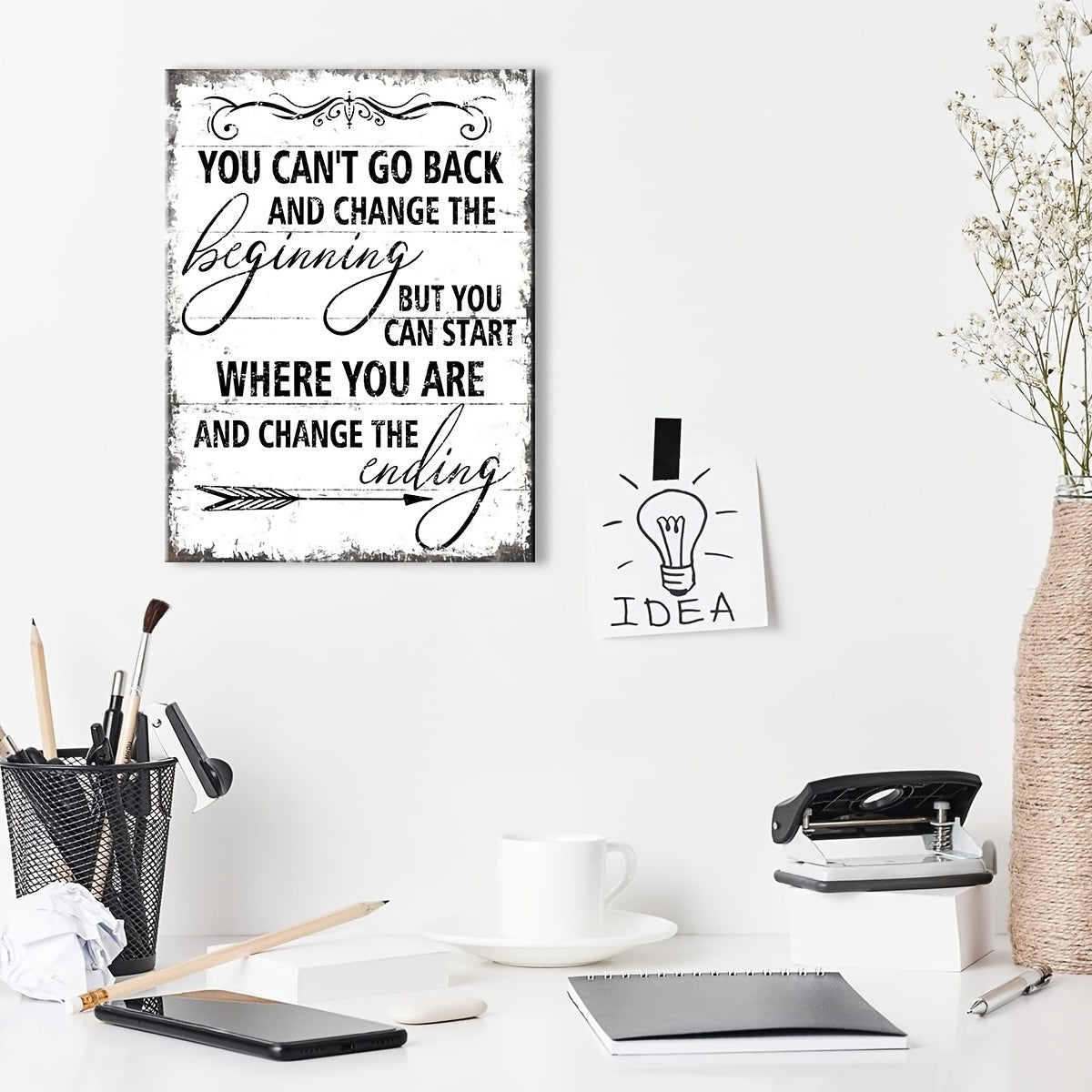 [Décoration murale inspirante 60 x 40 cm] 1 pièce d'art mural inspirant noir et blanc, décoration de bureau, impressions sur toile rustiques et motivantes pour chambre | salon | bureau | salle de classe 60 x 40 cm, sans cadre, Aïd al-Adha M