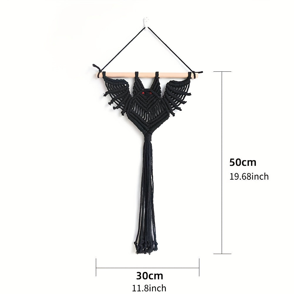 1pc Gothic Bat Decoration Wall Art Hanging Plant Rack With Lace For Room Decor, Fall Farmhouse Room Decor, Home Halloween Decor