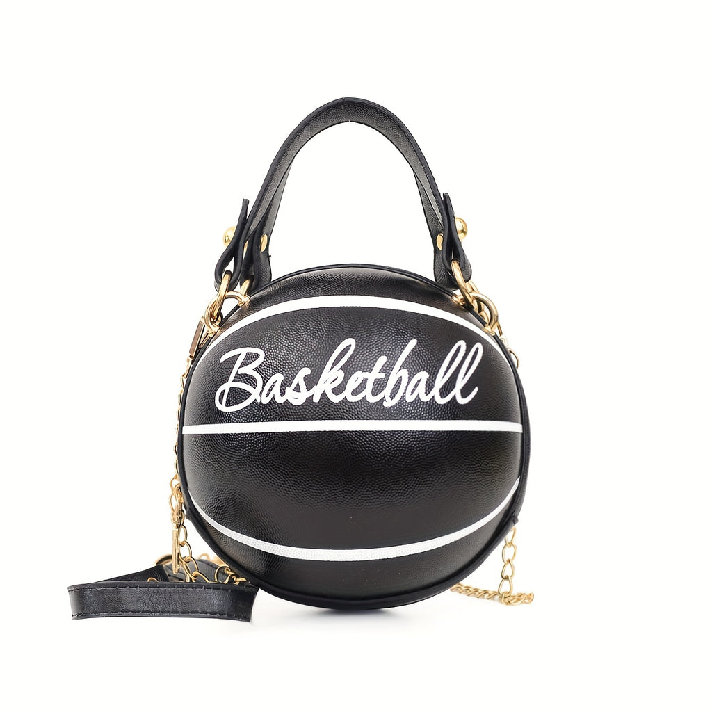 Fashion-Forward Basketball-Shaped Y2K Chain Bag - Retro-Trendy Crossbody & Shoulder Purse with Durable PU Leather, Chic Top Handle, and Adjustable Strap for Versatile Style
