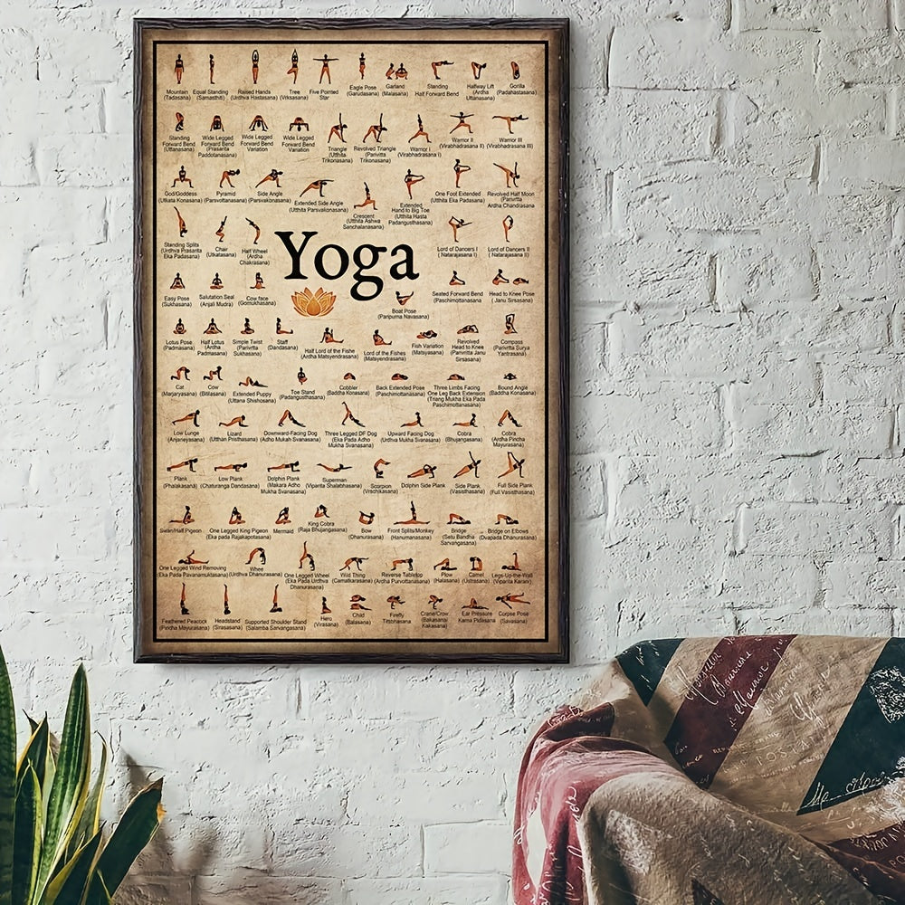 Affiche de postures de yoga - 1 pièce - Exercices à domicile - Salle de sport - Ashtanga - Décoration murale pour salon