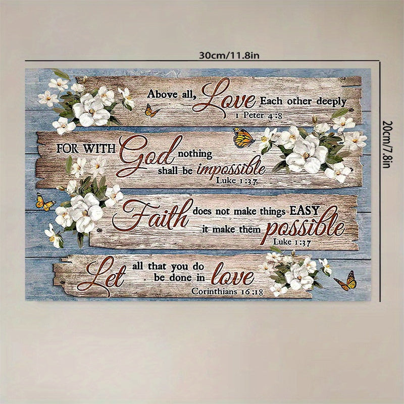 1pc Bible Verse Wall Art Rustic Inspirational Bible Verses Flower Pictures Wall Decor Christian Religions Motivational Painting Country Canvas Farmhouse Prints Home Artwork Decor No Framed