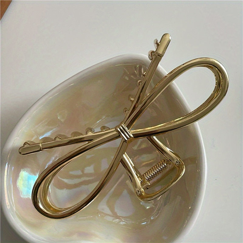 1 Pack Temperament Cold Wind Bow Hair Clip Back Of The Head Dish Hair Simple Fashion Shark Clip All-match Hair Accessories