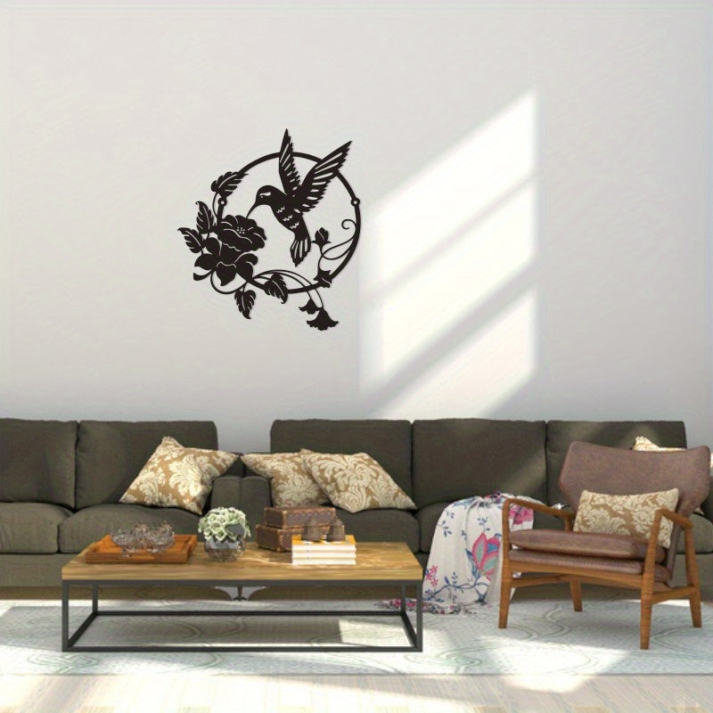 Décoration murale en métal représentant un colibri, idéale pour la décoration intérieure et extérieure