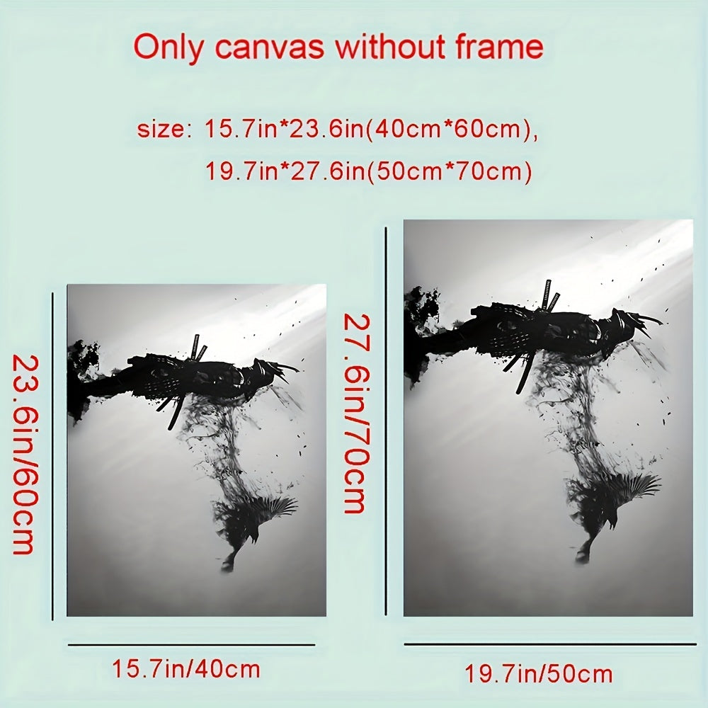 1pc Black And White Japanese Samurai Man Posters And Print, Wall Art Canvas Painting, Artwork For Living Room Cuadros Decor, No Frame