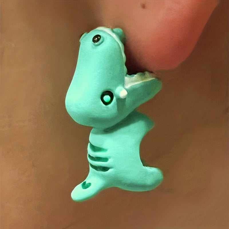 Charming Metal Cartoon Animal Earrings - Cute Dinosaur, Puppy & Whale Designs for Men and Women - Perfect Party Favors & Gifts, Clay Bite, Fashion Accessories