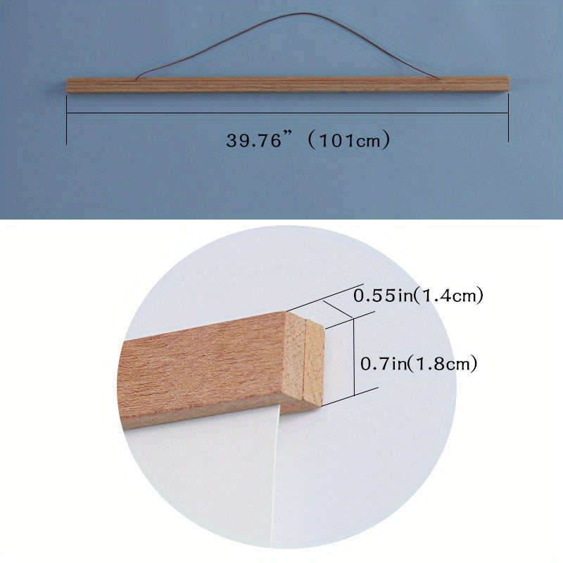 1pc Magnetic Wood Poster Hanger Frame, Teak Pine For Photos Scrolls, Picture Canvas Paintings Artwork Magnet Frames Wall Art Decor, Room Decor, Home Décor