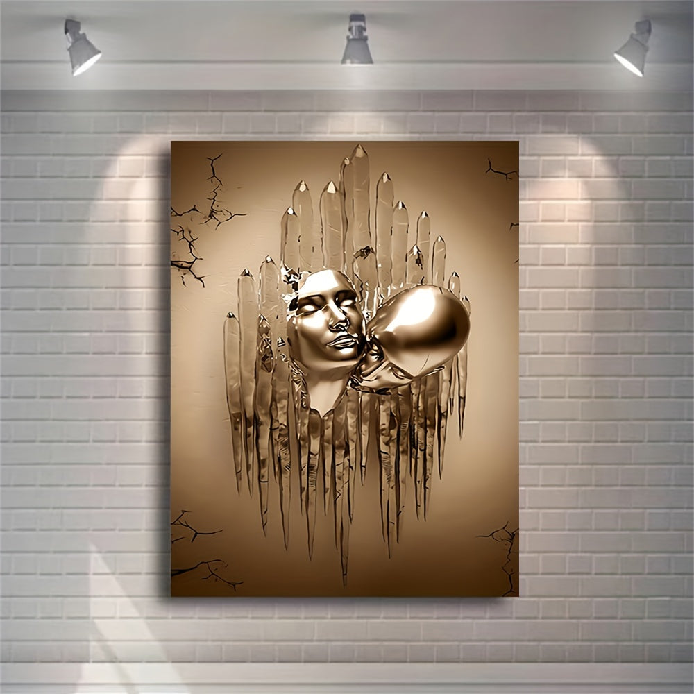 Peinture abstraite sur toile représentant un couple amoureux s'embrassant et s'embrassant - Décoration murale pour salle de bain, chambre, bureau, salon, maison - Sans cadre