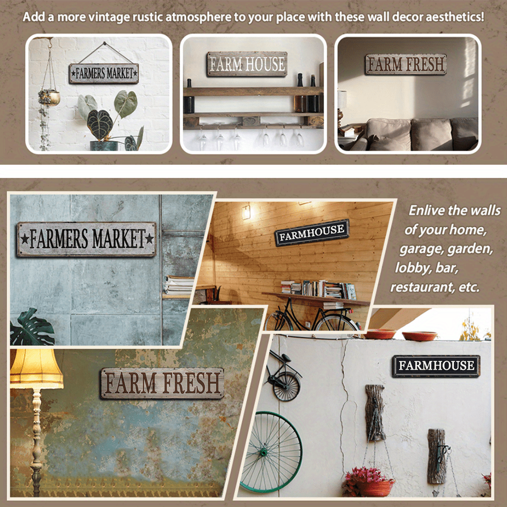 1pc Farm Fresh Retro Metal Sign - Unique Decorative Wall Art Signage for Primitive Farmhouse Kitchen Home Decor - 4x16/10cm*40cm, Versatile Room Decor for Kitchen, Room, Bar, Garage, Embracing Rustic, Retro, Vintage Style