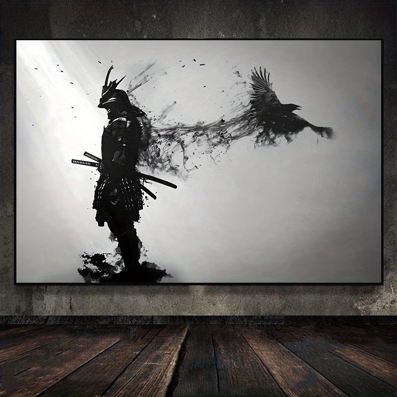 1pc Black And White Japanese Samurai Man Posters And Print, Wall Art Canvas Painting, Artwork For Living Room Cuadros Decor, No Frame