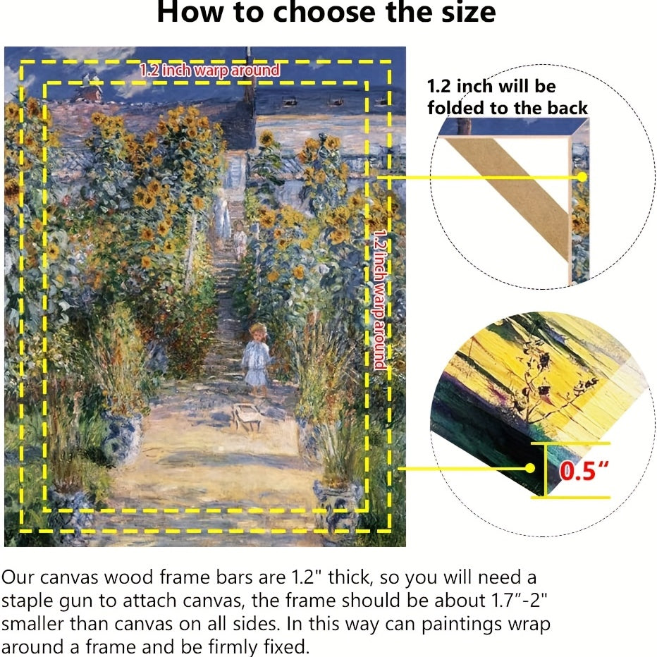 1 kit de cadre en bois pour toile, facile à utiliser, pour peintures à l'huile, idéal pour la décoration murale