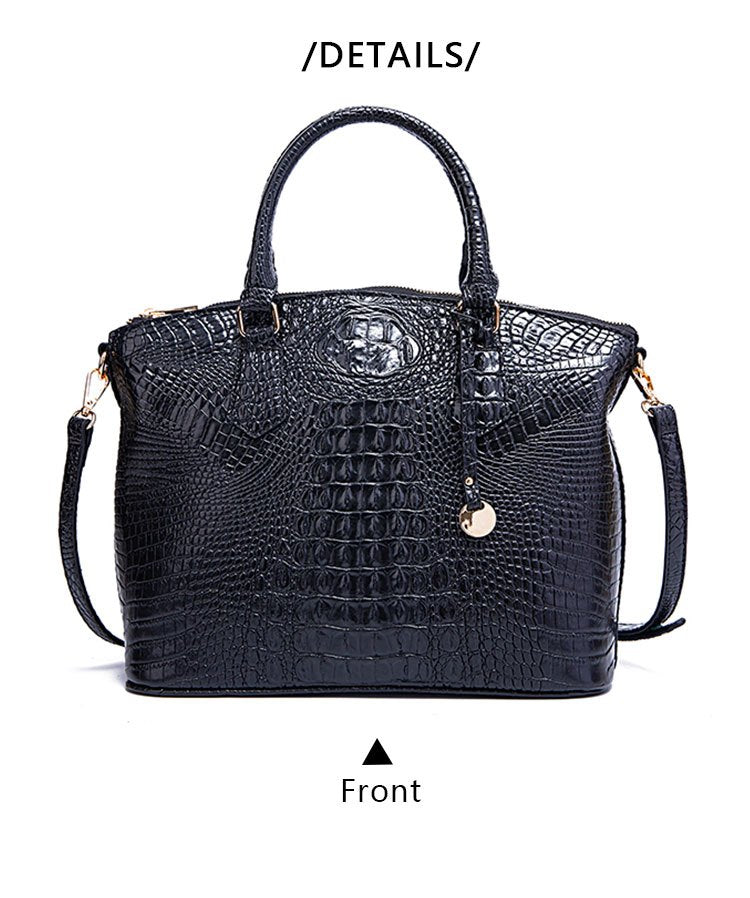 Fashion-Forward Crocodile Pattern Tote Bag - Double Handle Work Purse with Secure Zipper Closure - Perfect for Stylish, Professional Women - A Trendy Daily Accessory