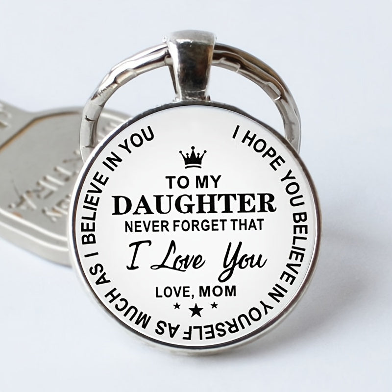 To My Daughter Stainless Steel Keychain Fashion Vintage Bag Key Chain Ornament Bag Purse Charm Accessories