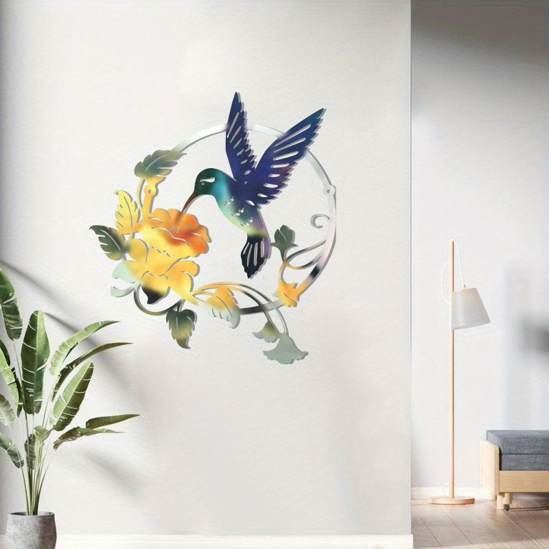 Décoration murale en métal représentant un colibri, idéale pour la décoration intérieure et extérieure