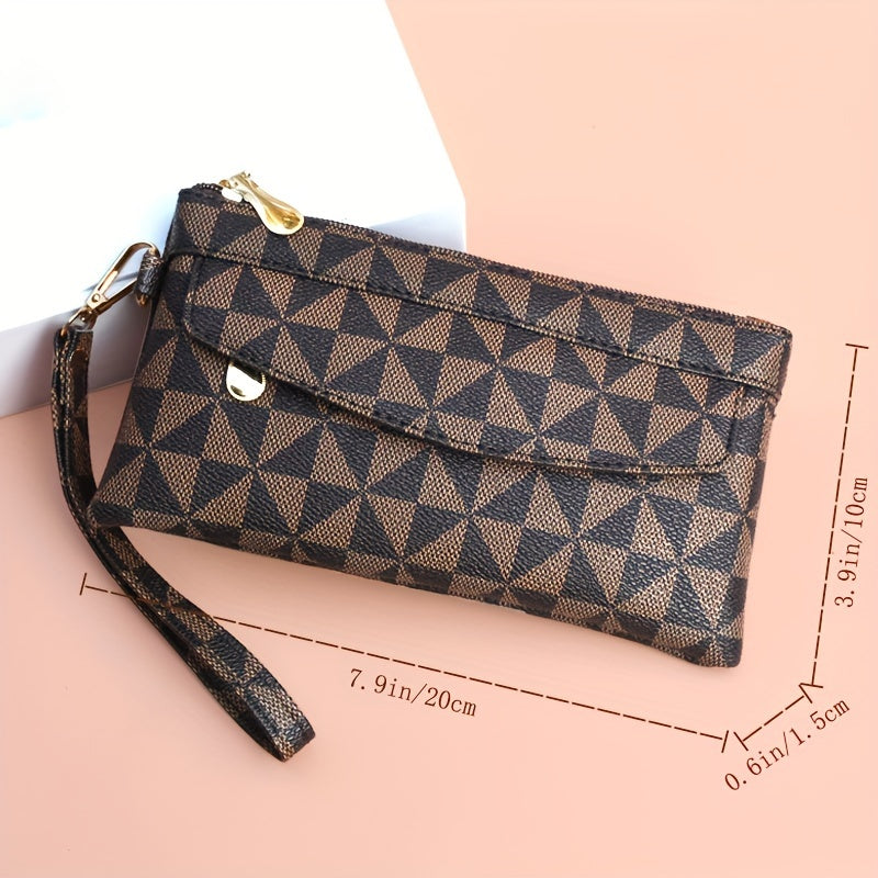 Fashion-Forward Geometric Print Clutch Bag - Durable Faux Leather, Chic Square Purse with Wristlet for Women - Perfect Evening Accessory for Any Occasion