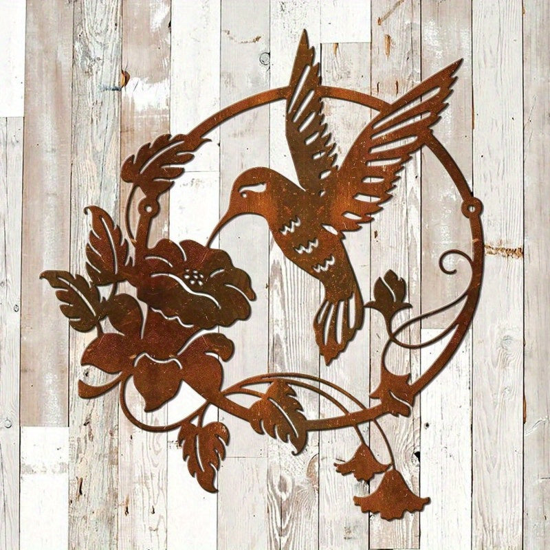 Décoration murale en métal représentant un colibri, idéale pour la décoration intérieure et extérieure