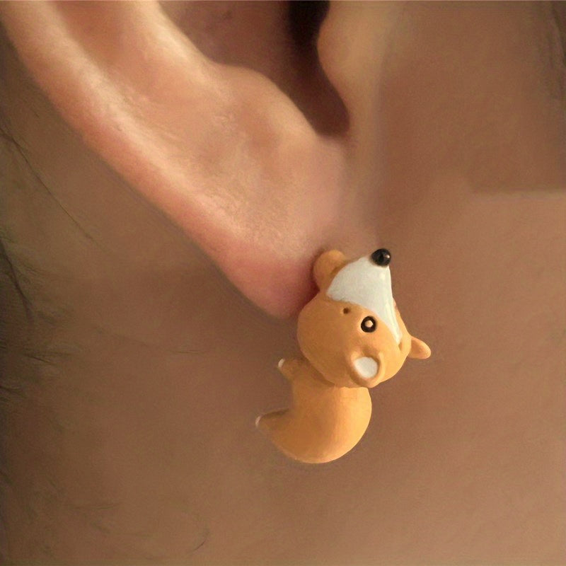 Charming Metal Cartoon Animal Earrings - Cute Dinosaur, Puppy & Whale Designs for Men and Women - Perfect Party Favors & Gifts, Clay Bite, Fashion Accessories