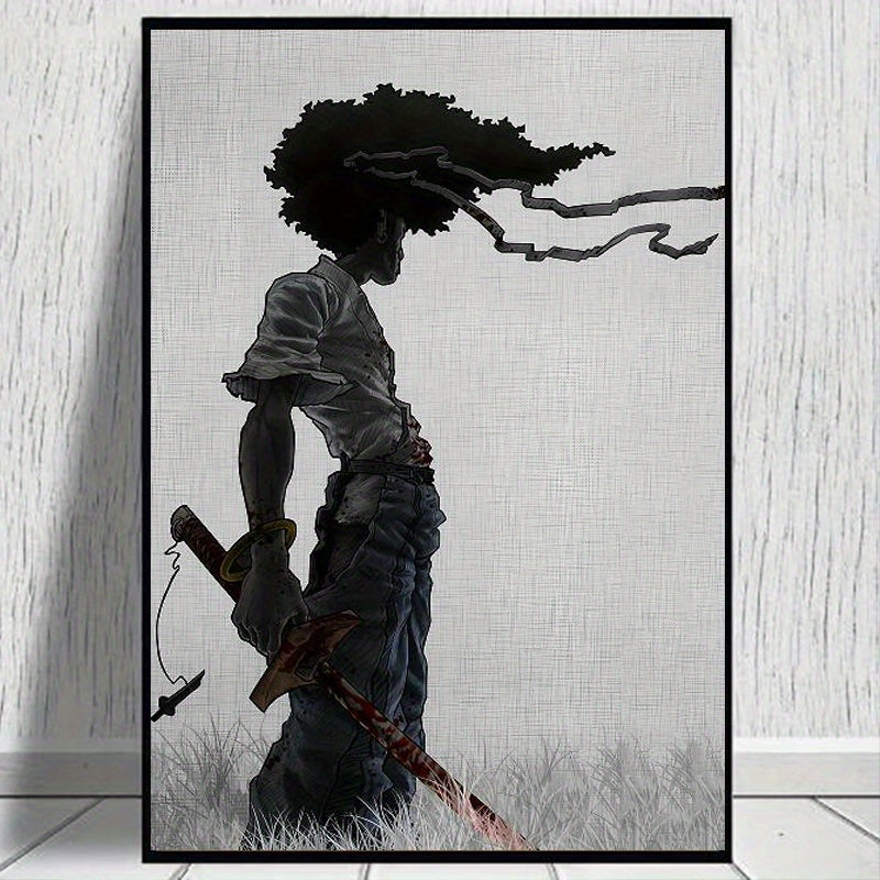 1 adet Afrika Samurayı Anime Poster, Oda Estetiği Poster, Dekorasyon Boyama, Tuval Duvar Sanatı, Oturma Odası Poster, Yatak Odası Boyama, Ev Dekoru, Çerçevesiz