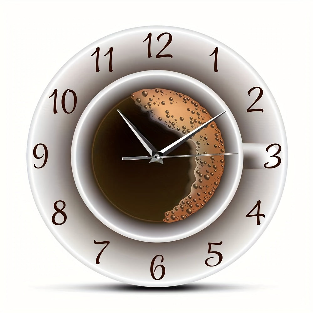 1pc Whimsical Coffee Cup Silent Wall Clock - Decorative Kitchen Wall Art, Cafe-Inspired Hanging Watch for Bedroom, Living Room, School, Birthday Party Decoration - Unique Gift Idea for Coffee Lovers