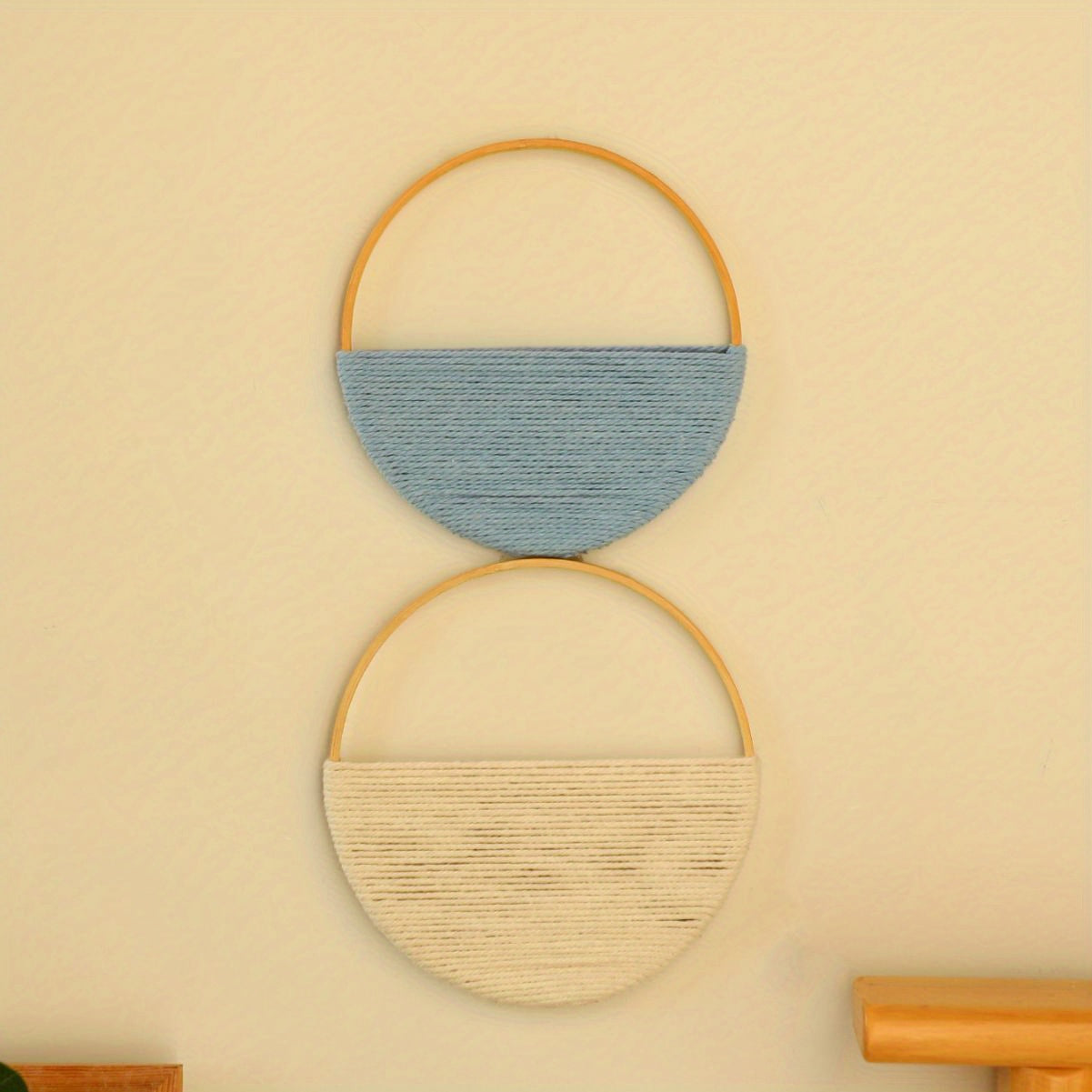 [Ensemble d'art mural circulaire minimaliste] Décoration murale bohème en macramé moderne : Ensemble d'art mural circulaire pour un look abstrait minimaliste Cadeau de Pâques