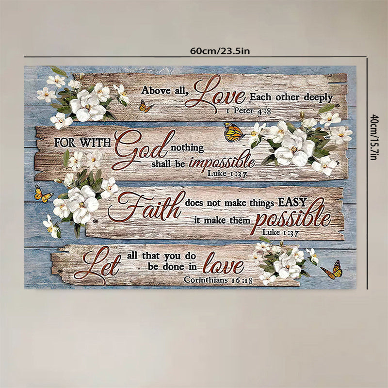 1pc Bible Verse Wall Art Rustic Inspirational Bible Verses Flower Pictures Wall Decor Christian Religions Motivational Painting Country Canvas Farmhouse Prints Home Artwork Decor No Framed