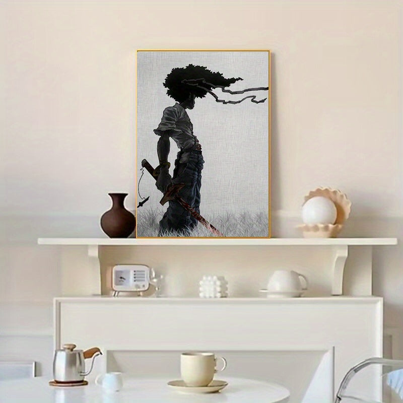 1 adet Afrika Samurayı Anime Poster, Oda Estetiği Poster, Dekorasyon Boyama, Tuval Duvar Sanatı, Oturma Odası Poster, Yatak Odası Boyama, Ev Dekoru, Çerçevesiz