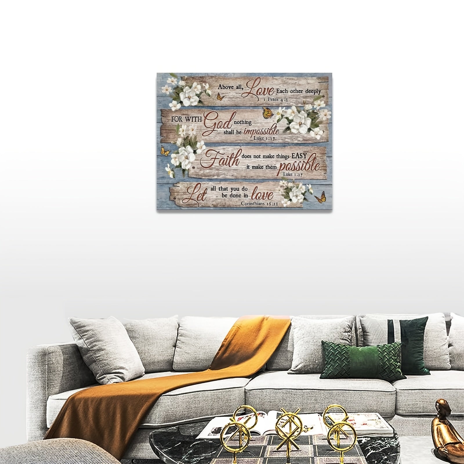 1pc Bible Verse Wall Art Rustic Inspirational Bible Verses Flower Pictures Wall Decor Christian Religions Motivational Painting Country Canvas Farmhouse Prints Home Artwork Decor No Framed
