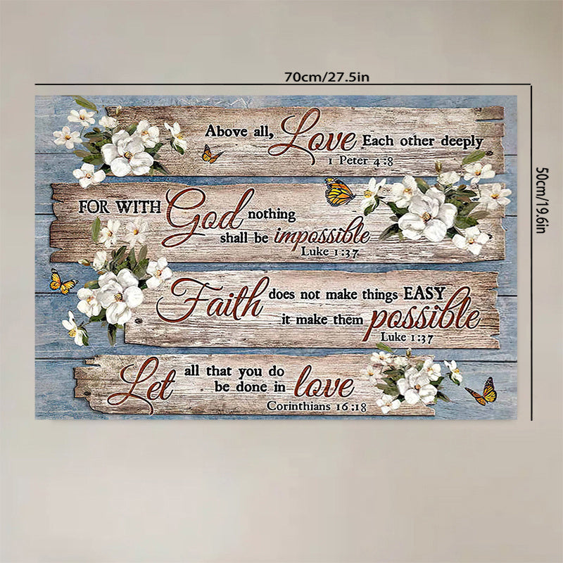 1pc Bible Verse Wall Art Rustic Inspirational Bible Verses Flower Pictures Wall Decor Christian Religions Motivational Painting Country Canvas Farmhouse Prints Home Artwork Decor No Framed