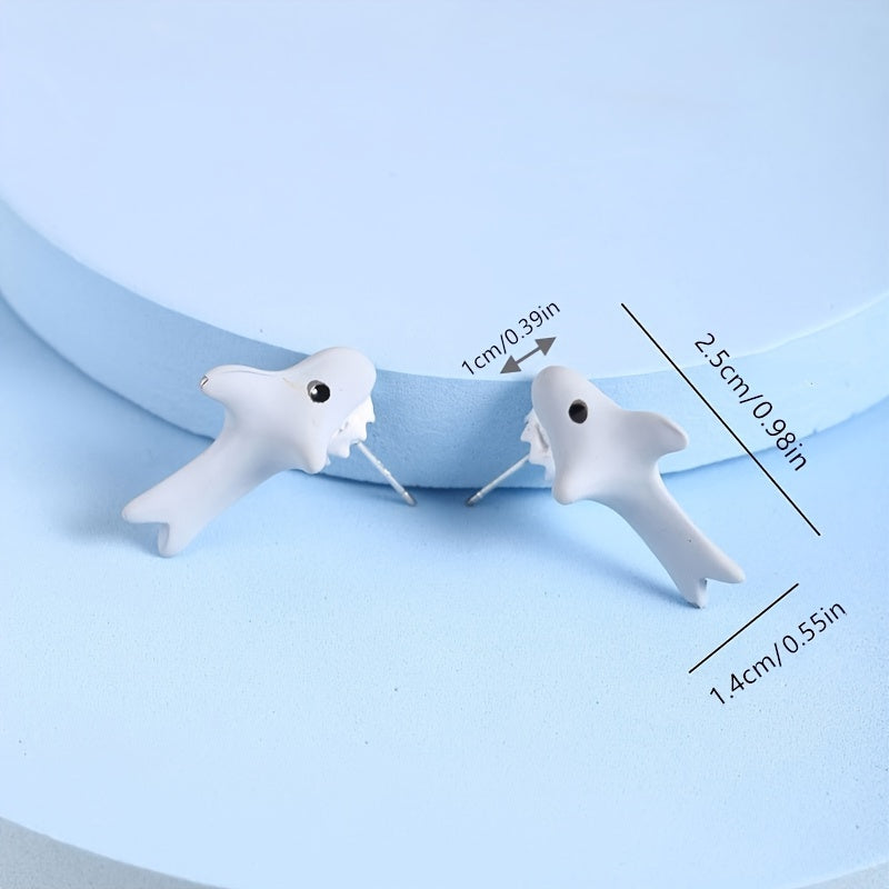 Charming Metal Cartoon Animal Earrings - Cute Dinosaur, Puppy & Whale Designs for Men and Women - Perfect Party Favors & Gifts, Clay Bite, Fashion Accessories