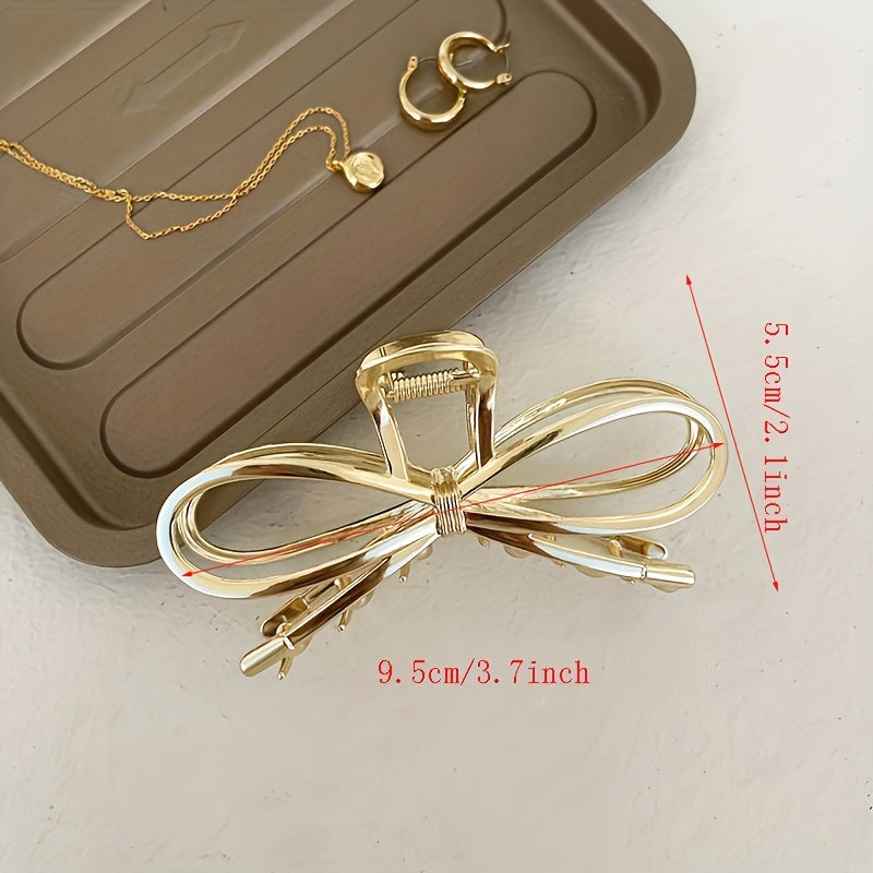 1 Pack Temperament Cold Wind Bow Hair Clip Back Of The Head Dish Hair Simple Fashion Shark Clip All-match Hair Accessories