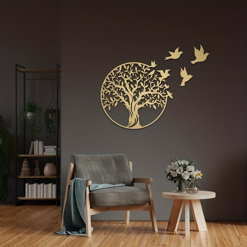 Décoration murale en métal Arbre de vie – Décoration de cour extérieure et cadeau pour la maison pour les anniversaires et plus encore