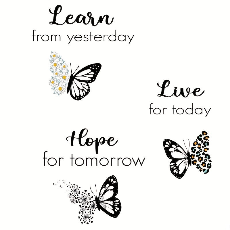 1pc Inspirational Black and White Butterfly Wall Sticker for Home Decor - Cartoon Butterfly PVC Wall Art