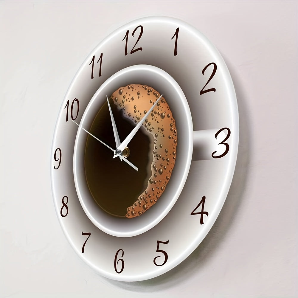 1pc Whimsical Coffee Cup Silent Wall Clock - Decorative Kitchen Wall Art, Cafe-Inspired Hanging Watch for Bedroom, Living Room, School, Birthday Party Decoration - Unique Gift Idea for Coffee Lovers