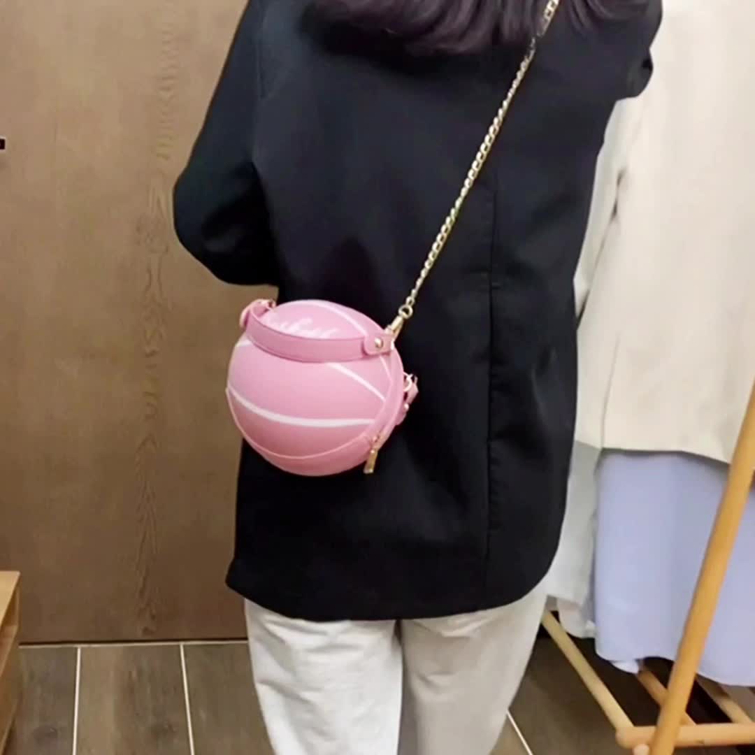 Fashion-Forward Basketball-Shaped Y2K Chain Bag - Retro-Trendy Crossbody & Shoulder Purse with Durable PU Leather, Chic Top Handle, and Adjustable Strap for Versatile Style