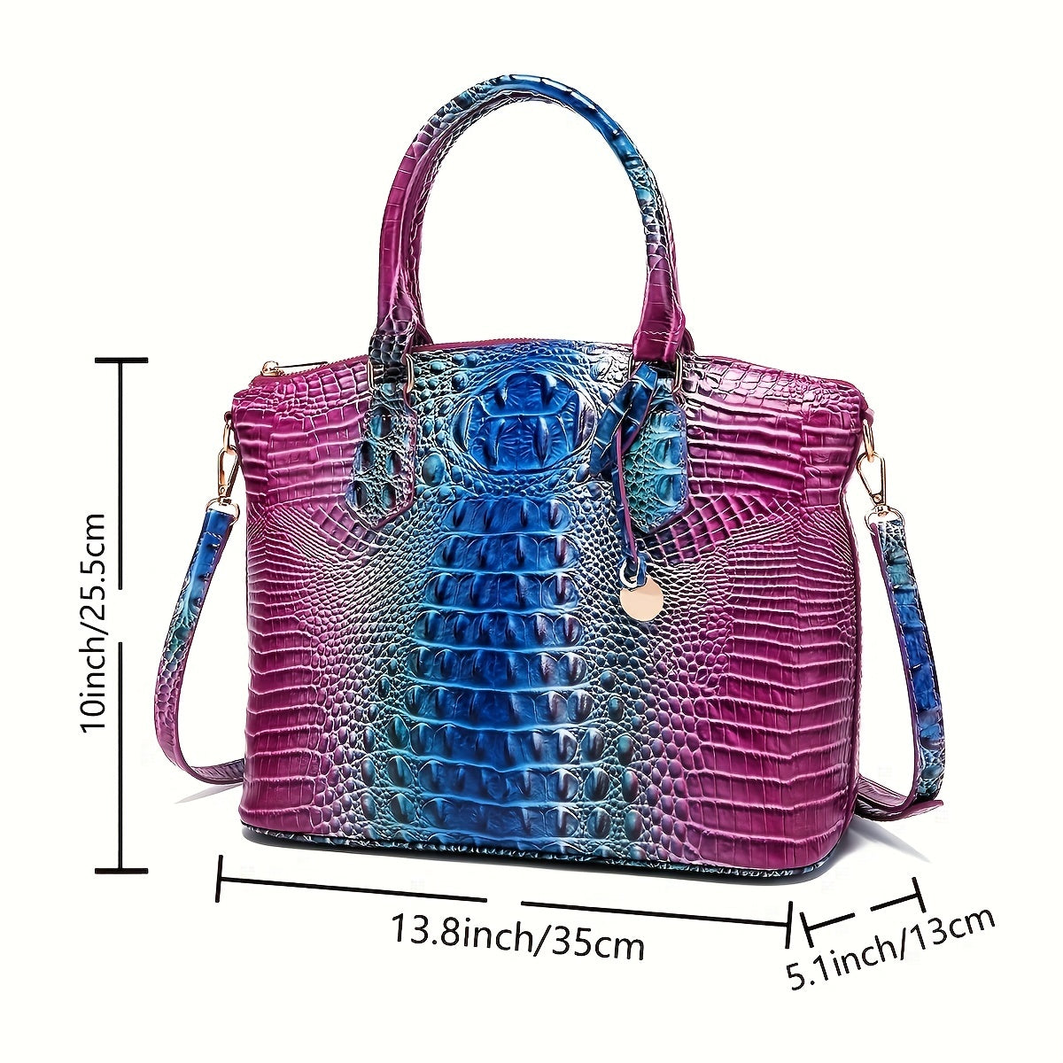 Fashion-Forward Crocodile Pattern Tote Bag - Double Handle Work Purse with Secure Zipper Closure - Perfect for Stylish, Professional Women - A Trendy Daily Accessory