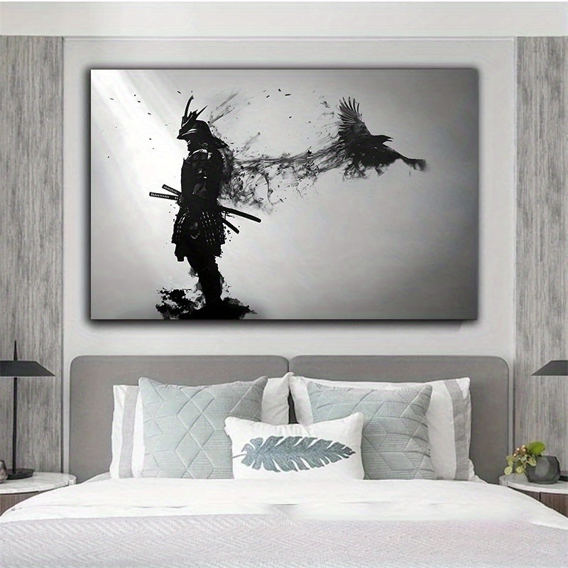 1pc Black And White Japanese Samurai Man Posters And Print, Wall Art Canvas Painting, Artwork For Living Room Cuadros Decor, No Frame