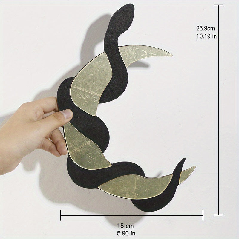 Wooden Snake And Mirror Crescent Wall Decor Earthy Room Wall Decor Floral Snake Wall Art Boho Witchy Cute Wooden Snake Decor Aesthetic For Home Living Room Bathroom Bedroom Hallway