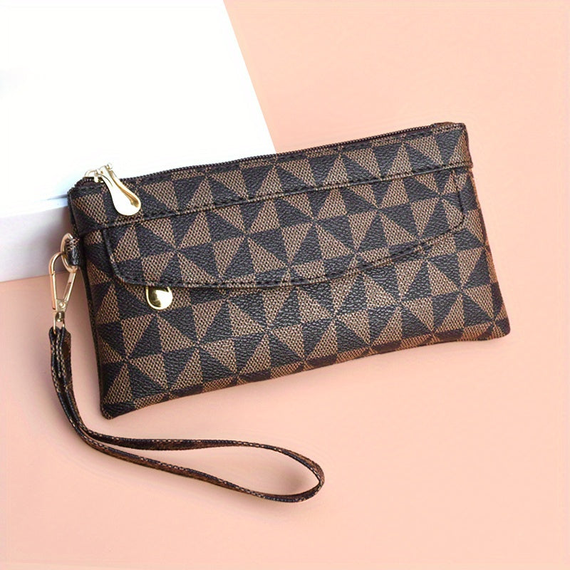 Fashion-Forward Geometric Print Clutch Bag - Durable Faux Leather, Chic Square Purse with Wristlet for Women - Perfect Evening Accessory for Any Occasion