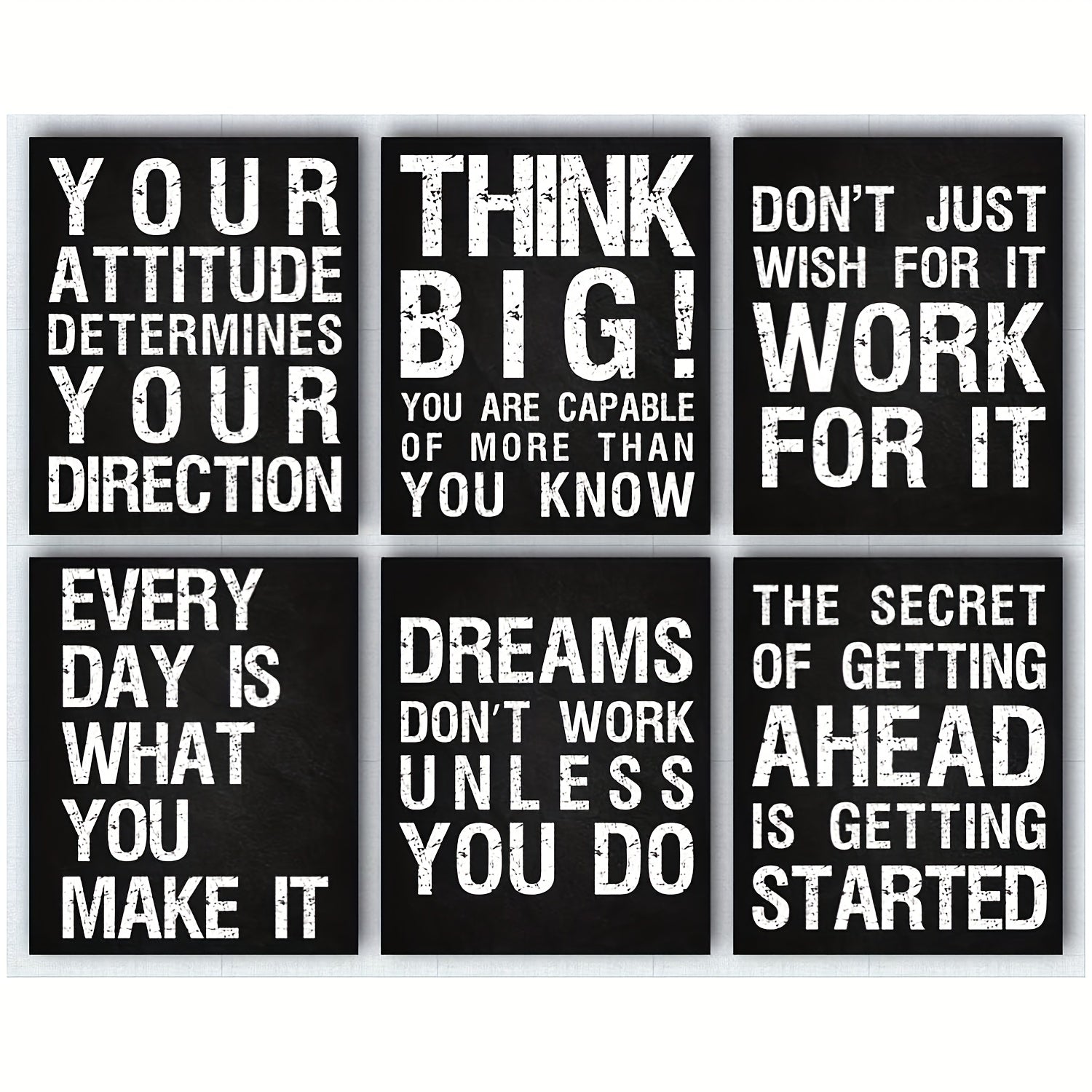 [6 affiches murales motivantes] 6 affiches murales inspirantes pour bureau, salle de sport, salon, chambre à coucher, citations et dictons motivants et positifs, décorations parfaites pour les pièces, 20 x 25 cm, sans cadre