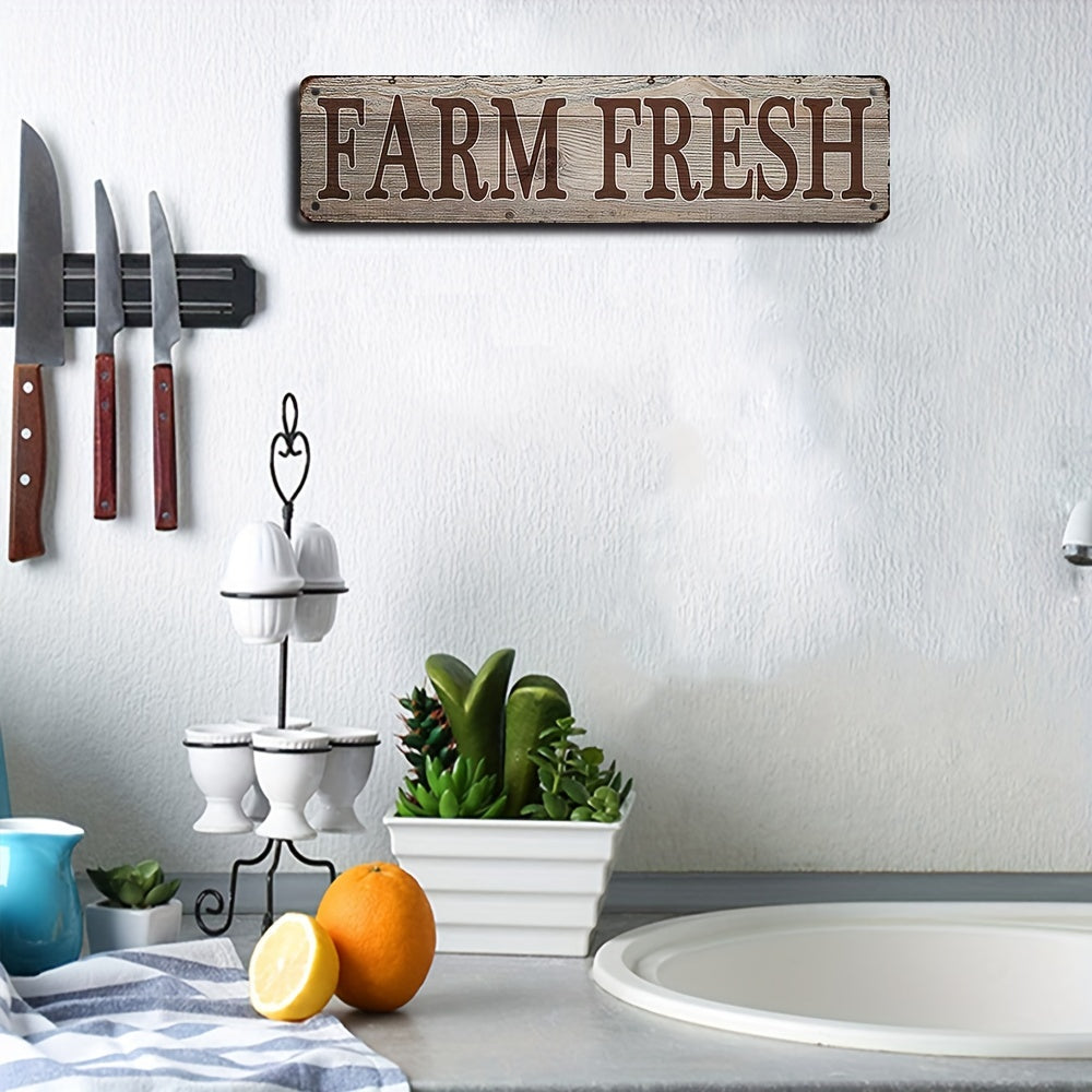 1pc Farm Fresh Retro Metal Sign - Unique Decorative Wall Art Signage for Primitive Farmhouse Kitchen Home Decor - 4x16/10cm*40cm, Versatile Room Decor for Kitchen, Room, Bar, Garage, Embracing Rustic, Retro, Vintage Style