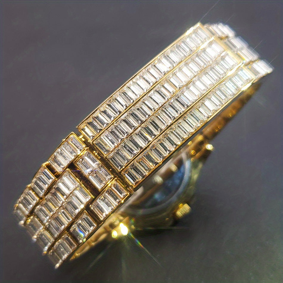 Elevate Your Style: Men's Quartz, Rhinestone-Embellished Waterproof Watch - Perfect for Fashion & Parties