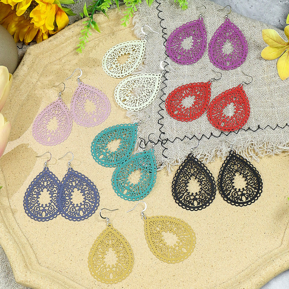 Enchanting Bohemian Dangle Earrings - Vibrant Waterdrop Shapes in Multicolor - Eye-Catching Party Fashion Ornaments for Women