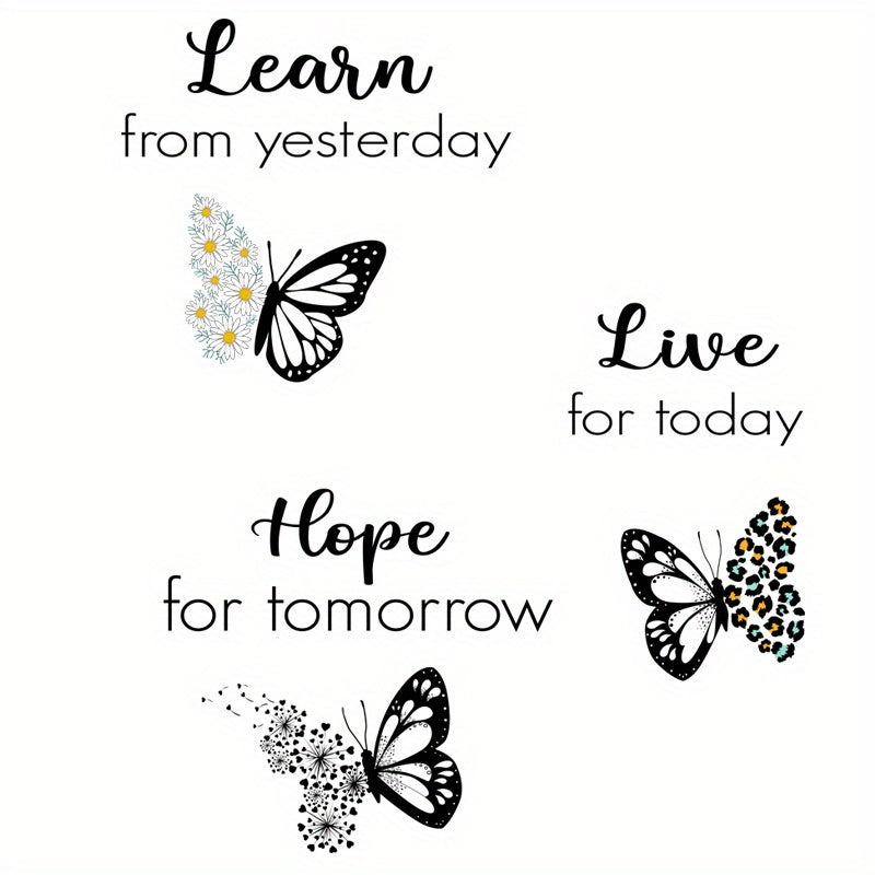 1pc Inspirational Black and White Butterfly Wall Sticker for Home Decor - Cartoon Butterfly PVC Wall Art