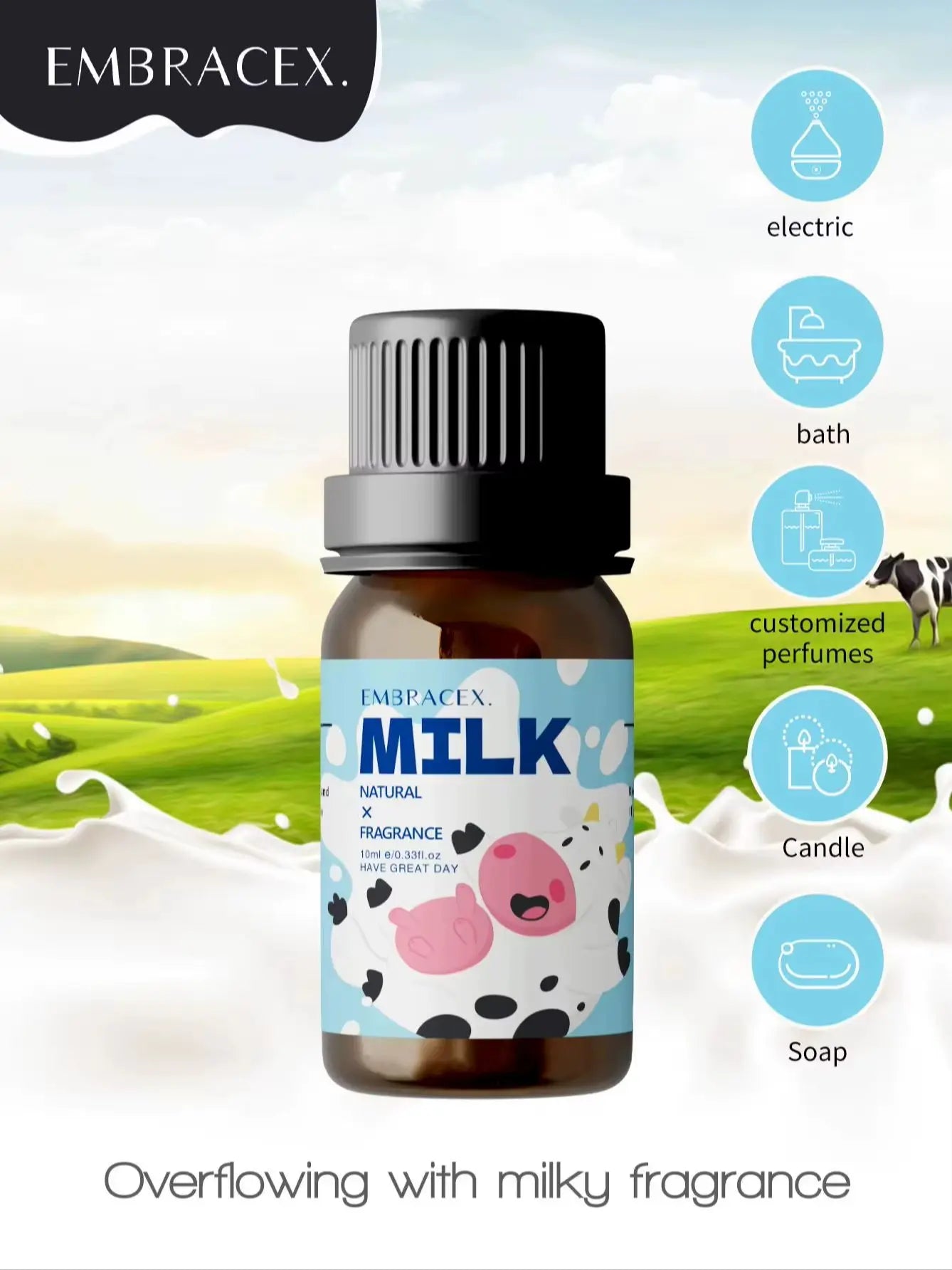 Huiles essentielles de parfum au lait 10 ml, huile d'aromathérapie longue durée, parfum pour voiture, aromathérapie pour femmes, cadeau