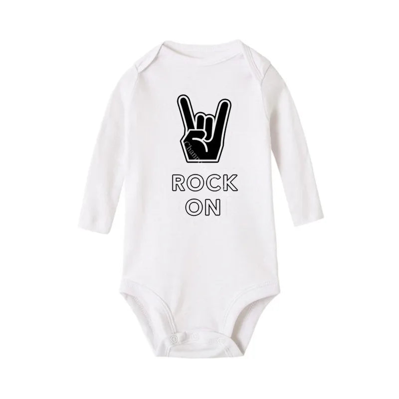 Born To Rock Newborn Baby Long Sleeve Cotton Baby Bodysuit Cute Baby Boy Clothes Jumpsuit Infant Outfit Baby Body Rock Outfits