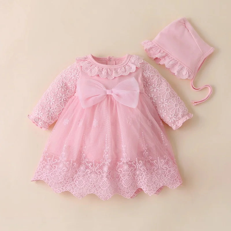 Newborn Baby Girl Dresses Clothes For 0-3 Month Set Party Birthday Dress Outfits 0-1 Years Shoes Tights & Long Socks Christening