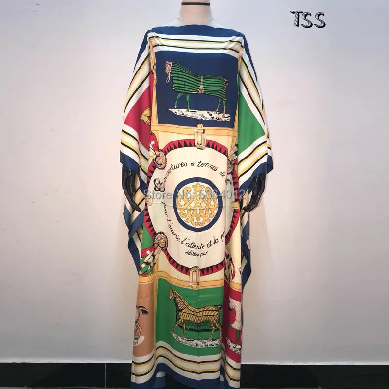Les blogueurs de mode africains recommandent des robes maxi en soie imprimées populaires, des robes longues en caftan bohème amples pour la plage et l'été pour femmes