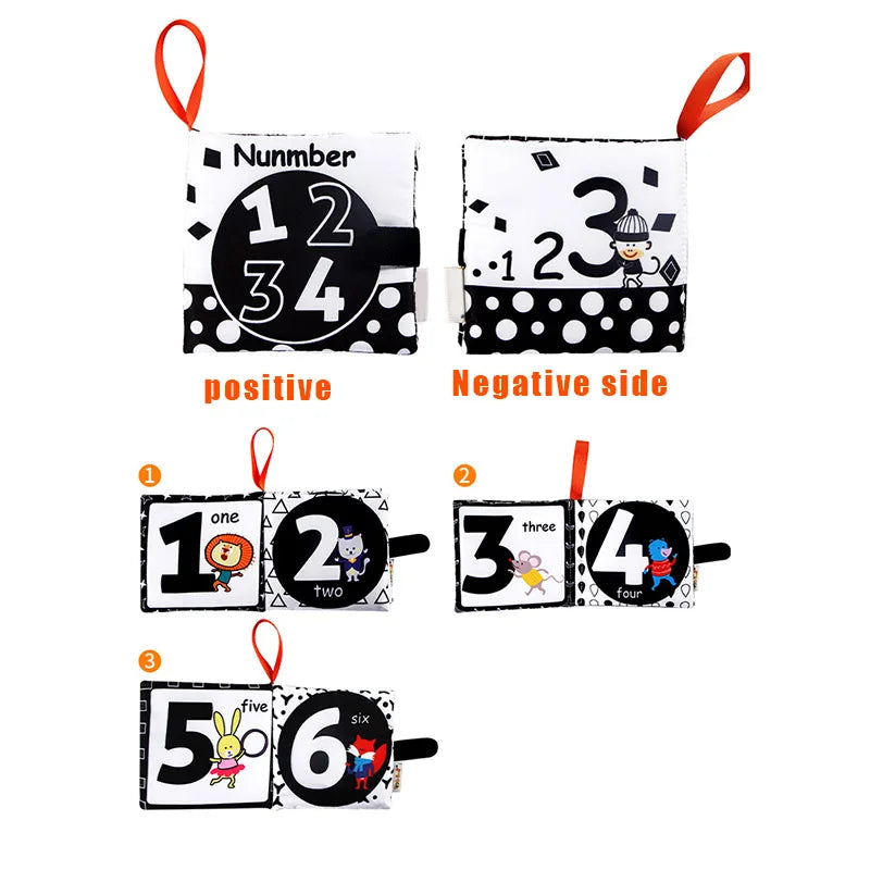 Newborn Soft Cloth Books Black and White Book Books 0-36 Months Early Learning Educational Toys