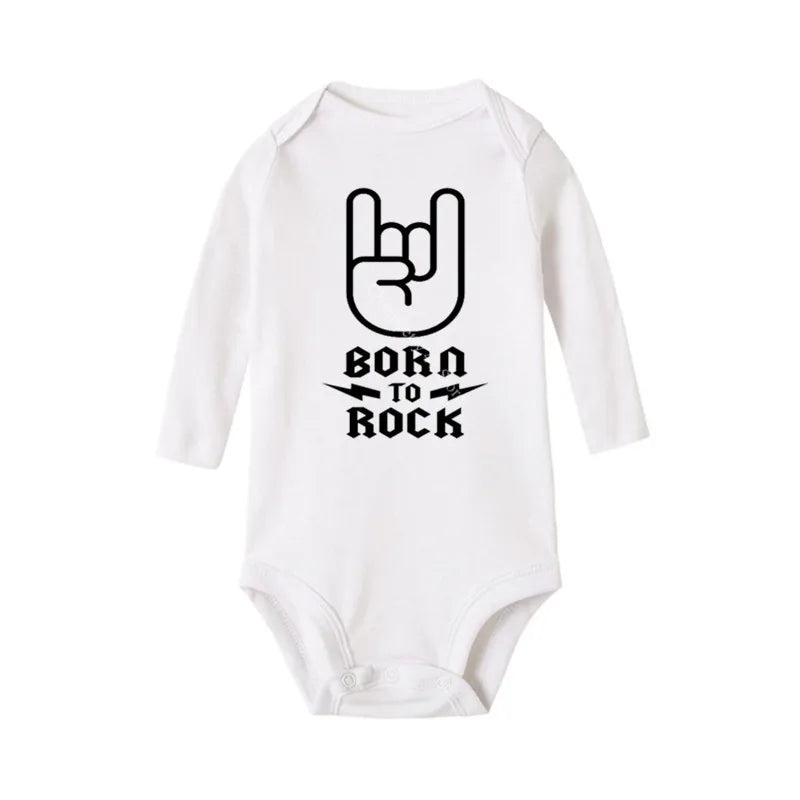 Born To Rock Newborn Baby Long Sleeve Cotton Baby Bodysuit Cute Baby Boy Clothes Jumpsuit Infant Outfit Baby Body Rock Outfits