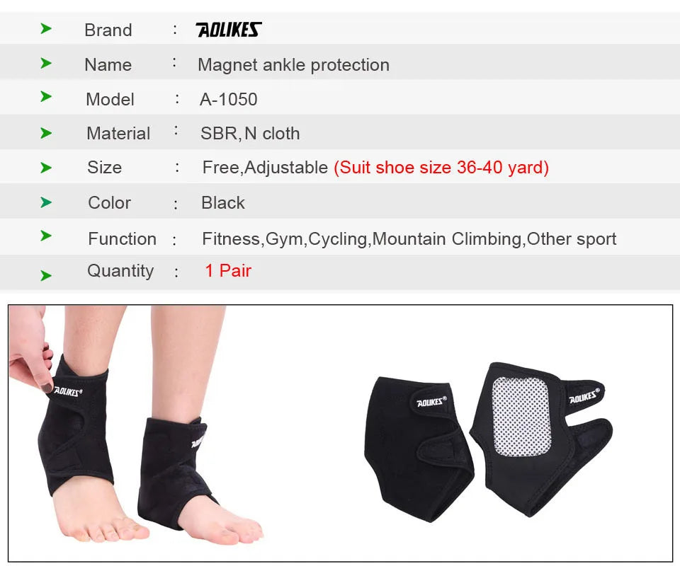 1 paire de ceintures de soutien pour chevilles, thérapie magnétique infrarouge lointain, auto-chauffantes en tourmaline, masseur de talon, soins de santé des pieds