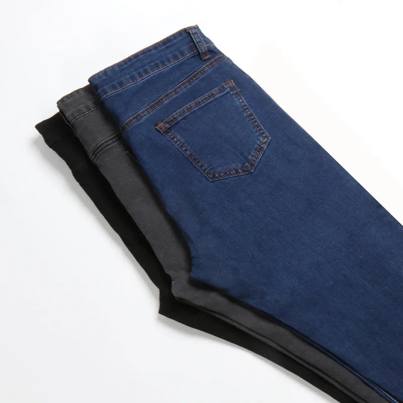 Jeans for woman clothes high waist 38 40 full Length skinny hips pencil black blue gray Stretch Denim pants 100 kg